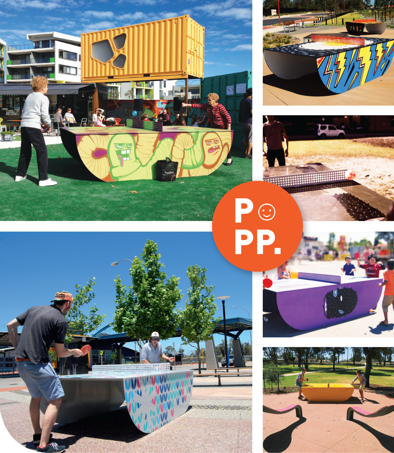 OUTDOOR TABLE TENNIS TABLES AND INNOVATIVE PLACE MAKING STRUCTURES