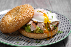 Smoked Ocean Trout on a Sesame Seed Bagel