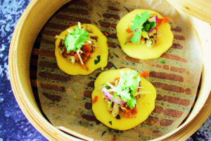 Steamed Rice Pancakes with Minced Chicken Filling Recipe
