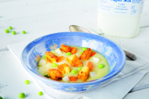 Polenta Croutons with Vegetable & Milk Soup