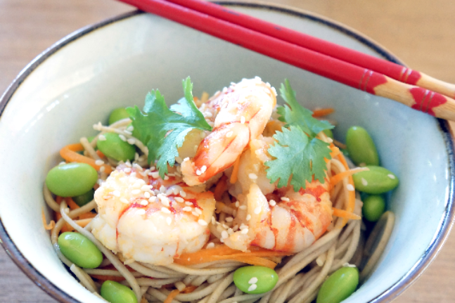 Soba Noodles With Prawns & Edamame