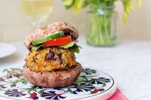 Portobello Black Bean Burgers with Lemon and Garlic Recipe