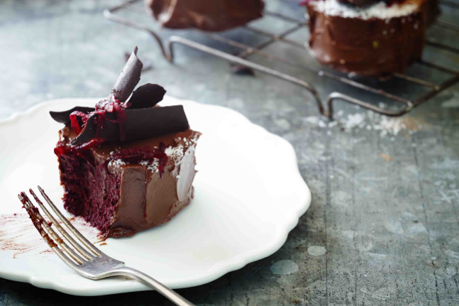 Chocolate Beetroot Mud Cake with Chocolate Shavings