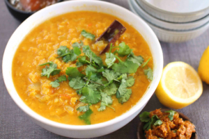 Red Lentil Dhal with Lime Pickle