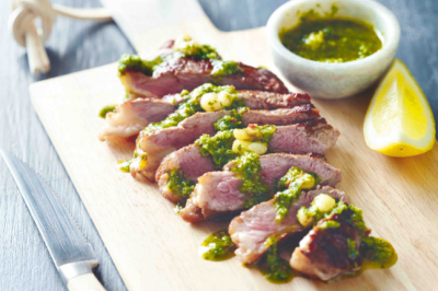 Barbecued steak with chimichurri