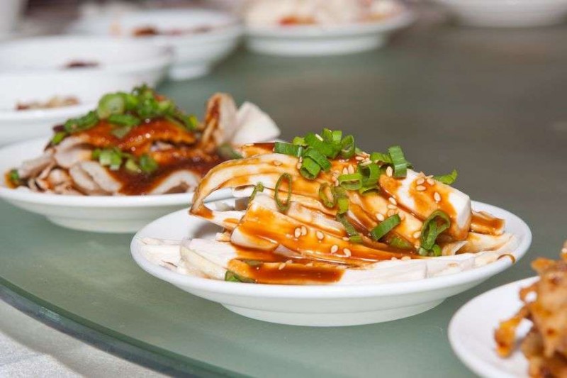 food served in small white plates