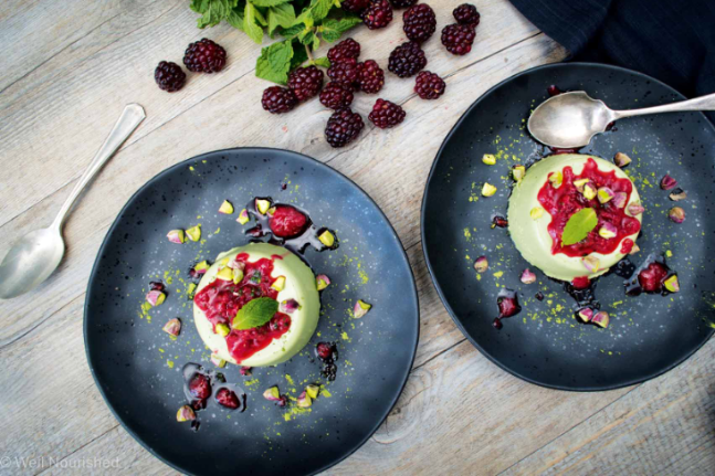 Gluten-free Matcha Panna Cotta with Raspberry Ice Recipe