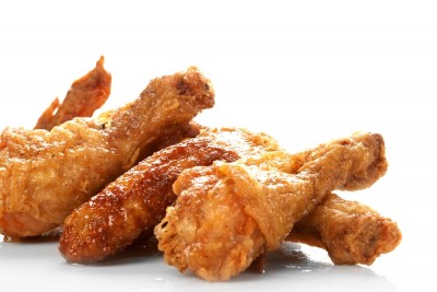 fried food against a white background
