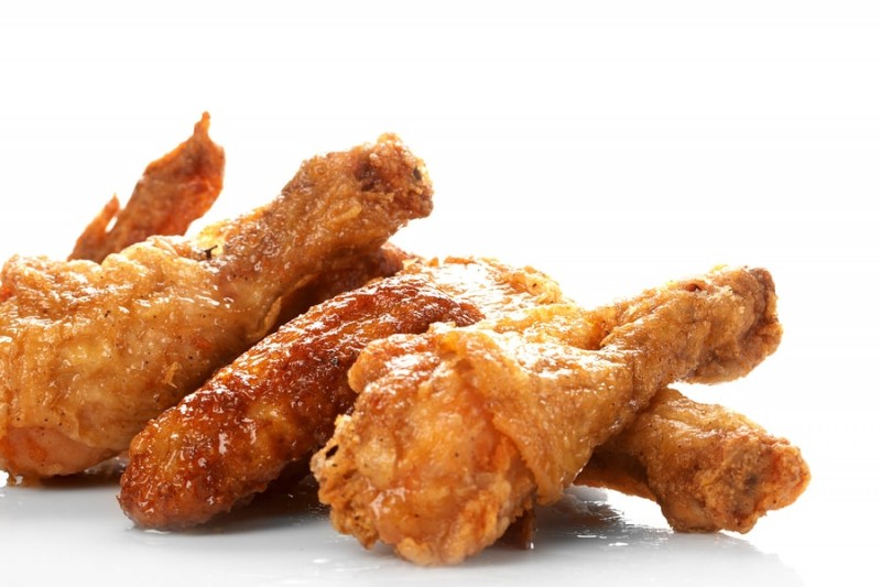 fried food against a white background