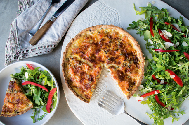 Lemony Smoked Salmon, Spinache And Caper Berry Quiche Recipe