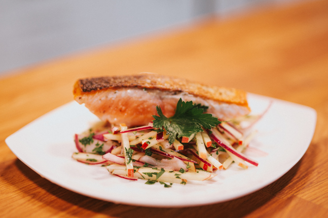 Grilled Salmon with Apple Salad