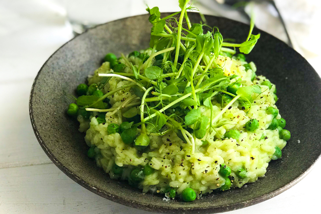 Vegan and Gluten-Free Pea, Mint and Ginger Risotto Recipe