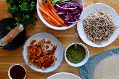 Try our delicious BBQ Tofu and Soba Noodle Rolls Recipe