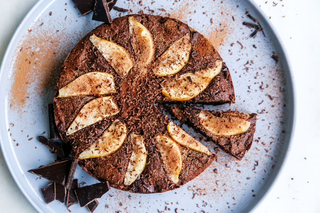 Flourless Chocolate Pear Cake - Sugar Salt Magic