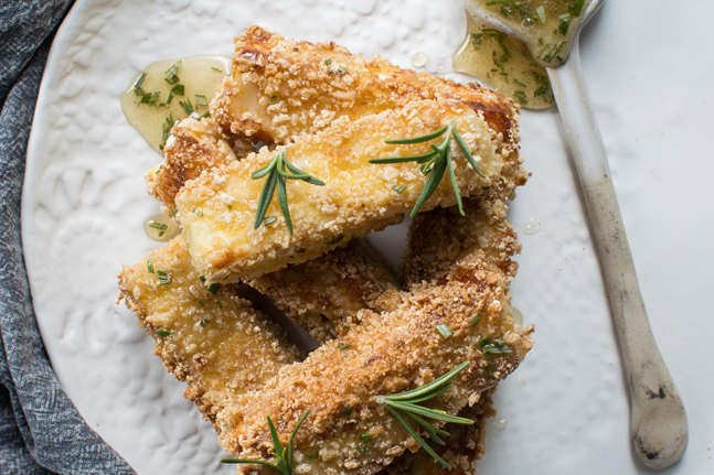 Crispy Haloumi Chips with Lemon, Rosemary and Honey Recipe