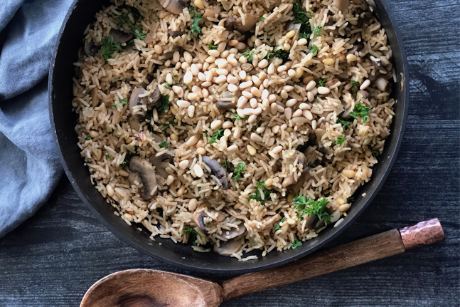 Try our Mushroom Pilaf with Toasted Pine Nuts Recipe