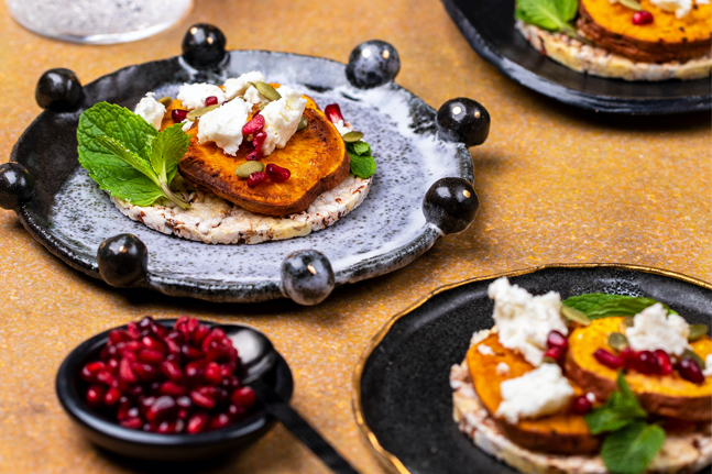 Baked Sweet Potato, Mint, Pomegranate, Pepita & Feta