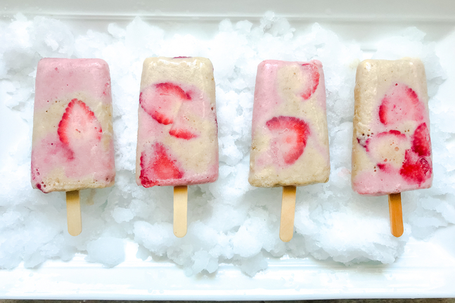 Strawberry, Banana Vanilla Popsicles