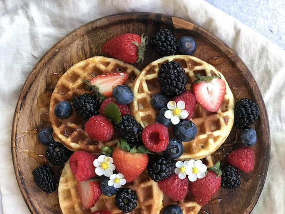 Healthy Gluten-free Waffles with Mixed Berries