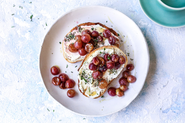 Roasted Grapes with Labneh & Honey