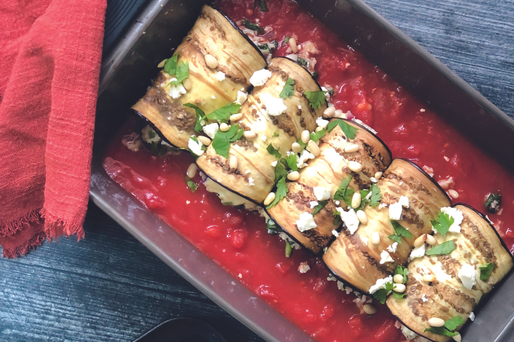 Cauliflower, Spinach & Feta Eggplant RollUps WellBeing Magazine