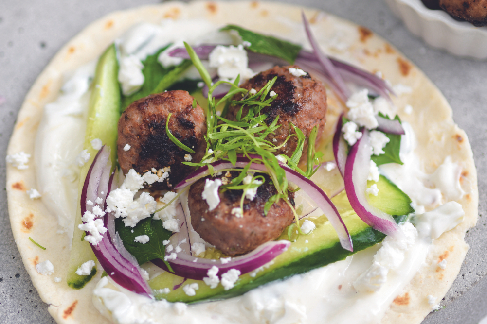 Beef Meatball & Tzatziki Flatbreads - WellBeing Magazine