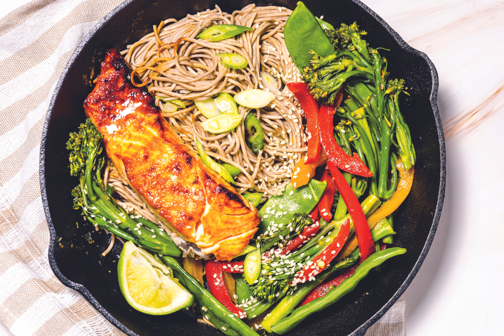 Miso-Glazed Salmon with Soba Noodles & Stir-Fry Vegetables - WellBeing Magazine